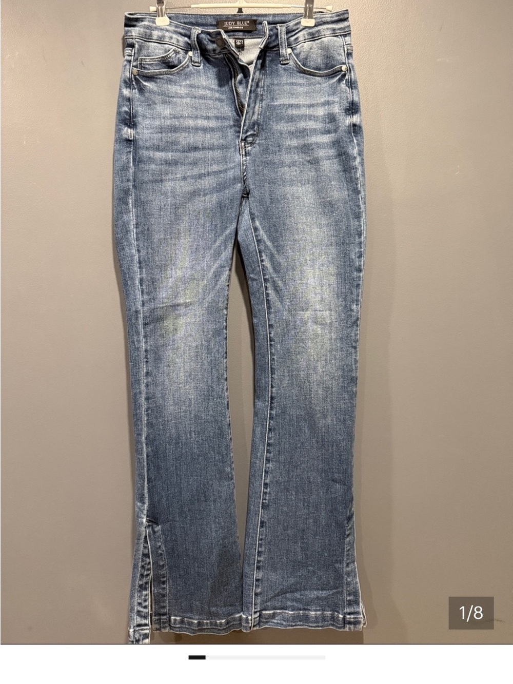 Judy Blue Light Blue Flare Jeans with Front Slit - Picture 9 of 9